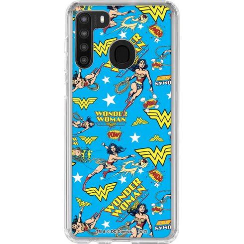 DC Comics Wonder Woman Action pose pattern Galaxy A21 Clear Case