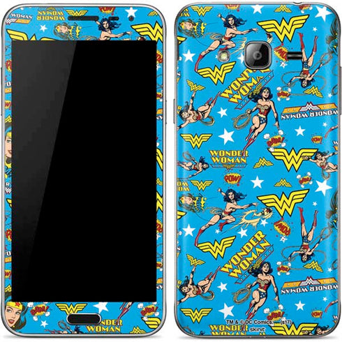 DC Comics Wonder Woman Action pose pattern Galaxy J3 Skin