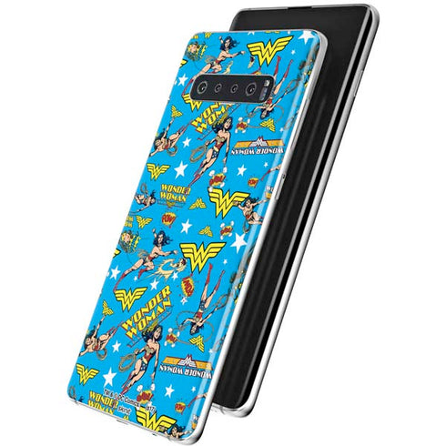 DC Comics Wonder Woman Action pose pattern Galaxy S10 Plus Skin