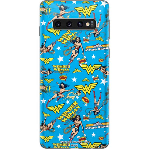 DC Comics Wonder Woman Action pose pattern Galaxy S10 Skin