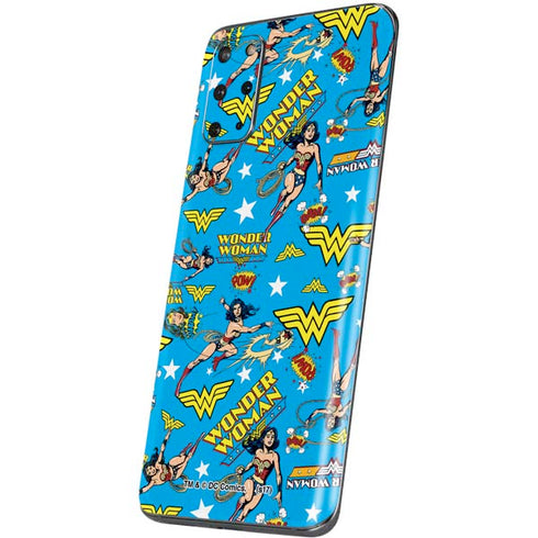 DC Comics Wonder Woman Action pose pattern Galaxy S20 Plus Skin