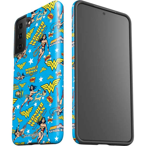 DC Comics Wonder Woman Action pose pattern Galaxy S21 Plus 5G Pro Case