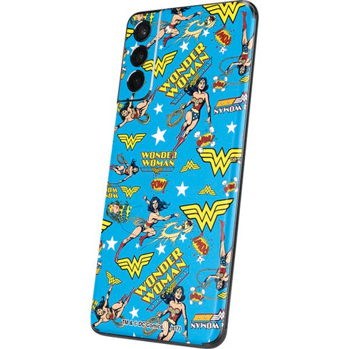 DC Comics Wonder Woman Action pose pattern Galaxy S21 Plus 5G Skin