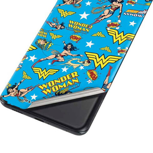 DC Comics Wonder Woman Action pose pattern Galaxy S21 Plus 5G Skin