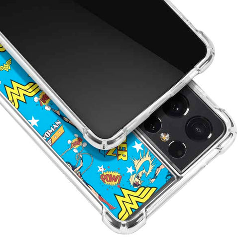 DC Comics Wonder Woman Action pose pattern Galaxy S21 Ultra 5G Clear Case