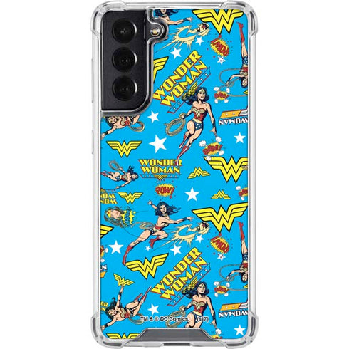 DC Comics Wonder Woman Action pose pattern Galaxy S22 Clear Case