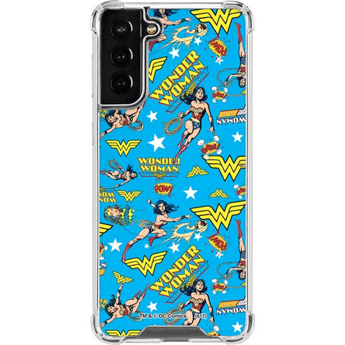 DC Comics Wonder Woman Action pose pattern Galaxy S22 Plus Clear Case