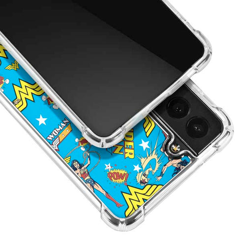 DC Comics Wonder Woman Action pose pattern Galaxy S22 Plus Clear Case