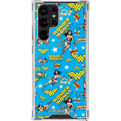 DC Comics Wonder Woman Action pose pattern Galaxy S22 Ultra Clear Case