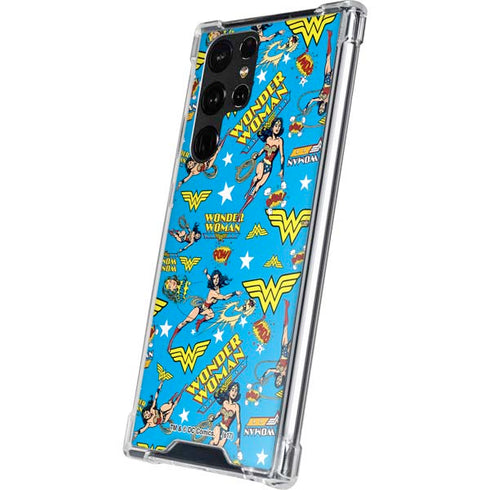 DC Comics Wonder Woman Action pose pattern Galaxy S22 Ultra Clear Case