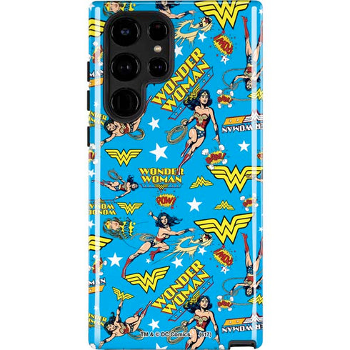 DC Comics Wonder Woman Action pose pattern Galaxy S22 Ultra Pro Case