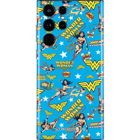 DC Comics Wonder Woman Action pose pattern Galaxy S22 Ultra Skin