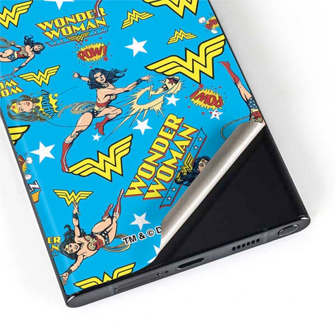 DC Comics Wonder Woman Action pose pattern Galaxy S22 Ultra Skin