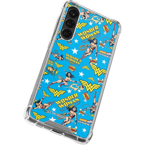 DC Comics Wonder Woman Action pose pattern Galaxy S23 Plus Clear Case
