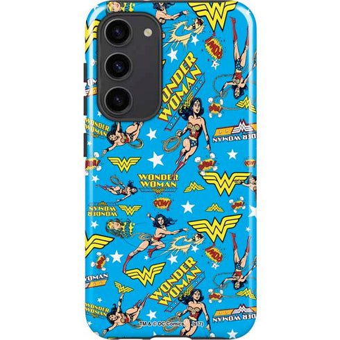 DC Comics Wonder Woman Action pose pattern Galaxy S23 Plus Pro Case