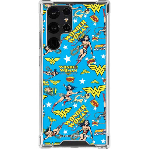 DC Comics Wonder Woman Action pose pattern Galaxy S24 Ultra Clear Case