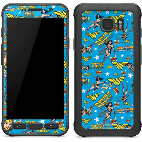 DC Comics Wonder Woman Action pose pattern Galaxy S7 Active Skin