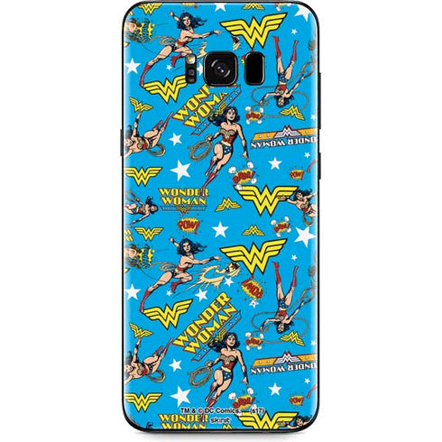 DC Comics Wonder Woman Action pose pattern Galaxy S8 Plus Skin