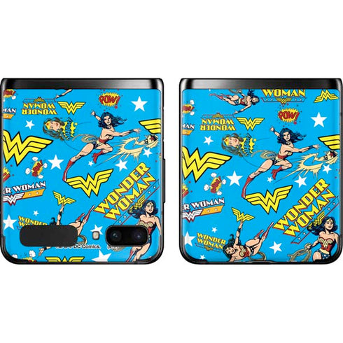 DC Comics Wonder Woman Action pose pattern Galaxy Z Flip Skin