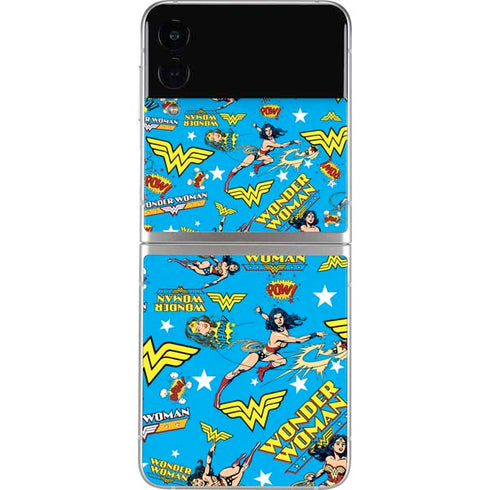 DC Comics Wonder Woman Action pose pattern Galaxy Z Flip3 5G Skin