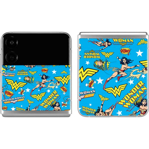 DC Comics Wonder Woman Action pose pattern Galaxy Z Flip4 5G Skin