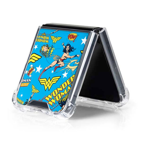 DC Comics Wonder Woman Action pose pattern Galaxy Z Flip5 5G Clear Case