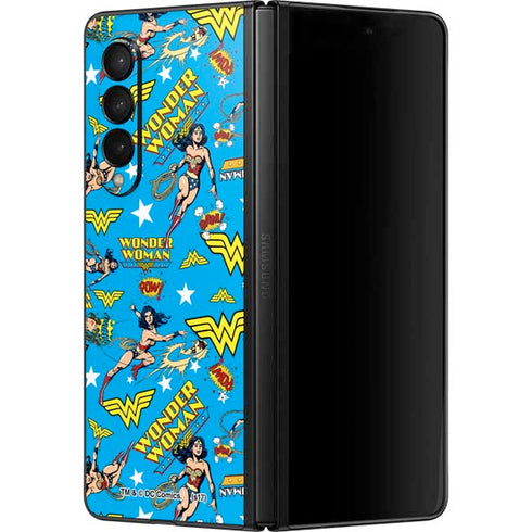 DC Comics Wonder Woman Action pose pattern Galaxy Z Fold3 5G Skin