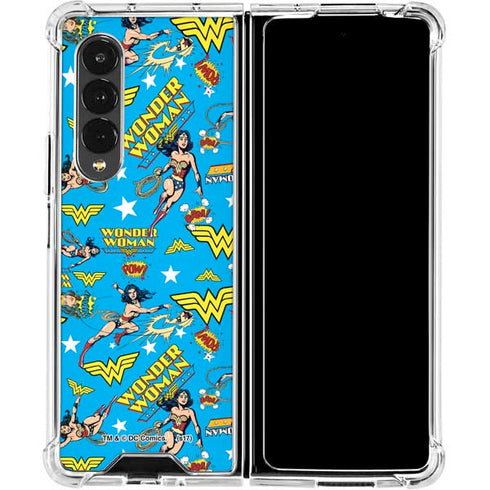 DC Comics Wonder Woman Action pose pattern Galaxy Z Fold4 5G Clear Case