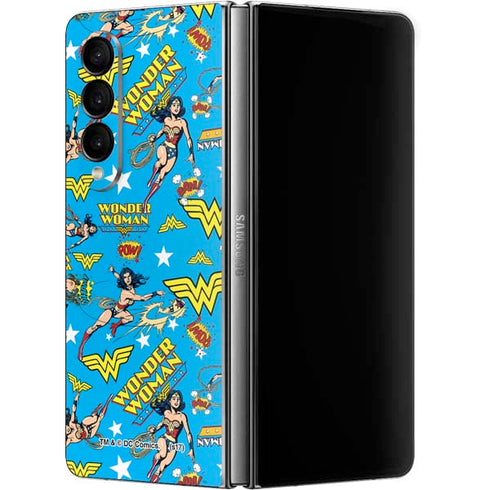 DC Comics Wonder Woman Action pose pattern Galaxy Z Fold4 5G Skin