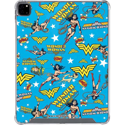 DC Comics Wonder Woman Action pose pattern iPad Pro 12.9in (2020) Clear Case