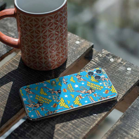 DC Comics Wonder Woman Action pose pattern iPhone 11 Pro Max Skin