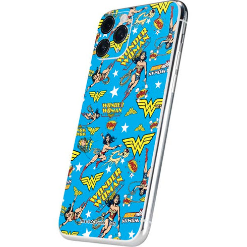 DC Comics Wonder Woman Action pose pattern iPhone 11 Pro Skin