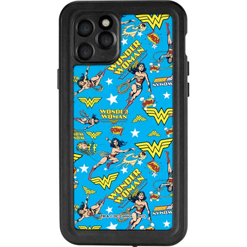 DC Comics Wonder Woman Action pose pattern iPhone 11 Pro Waterproof Case