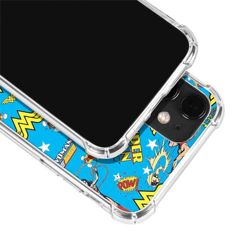 DC Comics Wonder Woman Action pose pattern iPhone 12 Clear Case