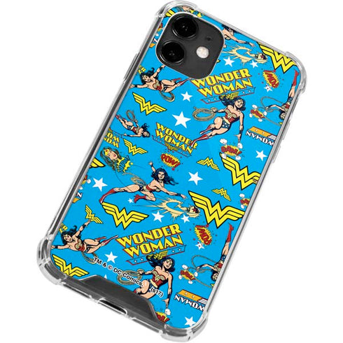DC Comics Wonder Woman Action pose pattern iPhone 12 Clear Case