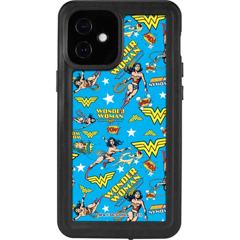 DC Comics Wonder Woman Action pose pattern iPhone 12 Mini Waterproof Case