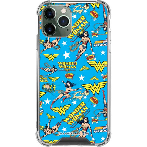 DC Comics Wonder Woman Action pose pattern iPhone 12 Pro Clear Case