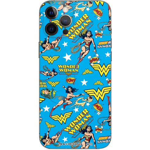 DC Comics Wonder Woman Action pose pattern iPhone 12 Pro Max Skin