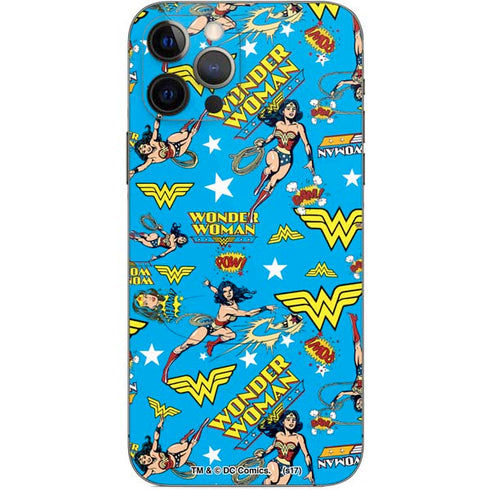 DC Comics Wonder Woman Action pose pattern iPhone 12 Pro Skin
