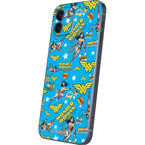 DC Comics Wonder Woman Action pose pattern iPhone 12 Skin
