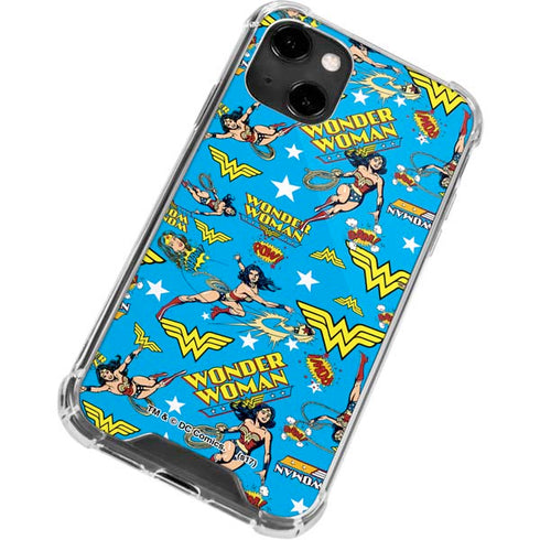 DC Comics Wonder Woman Action pose pattern iPhone 13 Clear Case