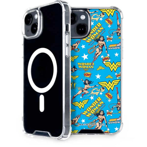 DC Comics Wonder Woman Action pose pattern iPhone 13 MagSafe Case