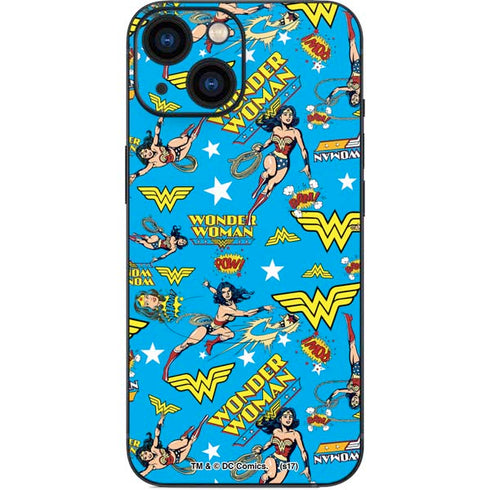 DC Comics Wonder Woman Action pose pattern iPhone 13 Mini Skin