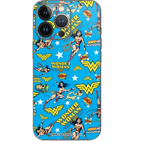 DC Comics Wonder Woman Action pose pattern iPhone 13 Pro Skin