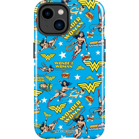 DC Comics Wonder Woman Action pose pattern iPhone 15 Plus Impact Case
