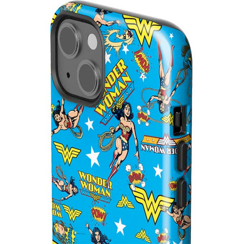 DC Comics Wonder Woman Action pose pattern iPhone 15 Plus Impact Case