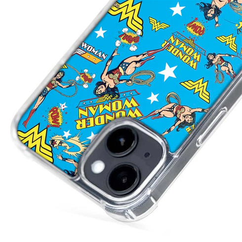 DC Comics Wonder Woman Action pose pattern iPhone 15 Plus MagSafe Case