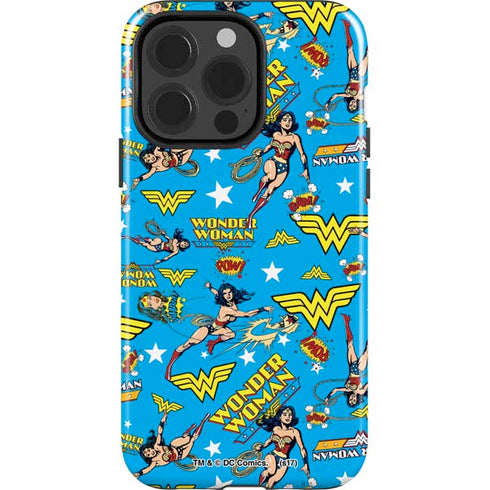 DC Comics Wonder Woman Action pose pattern iPhone 15 Pro Impact Case
