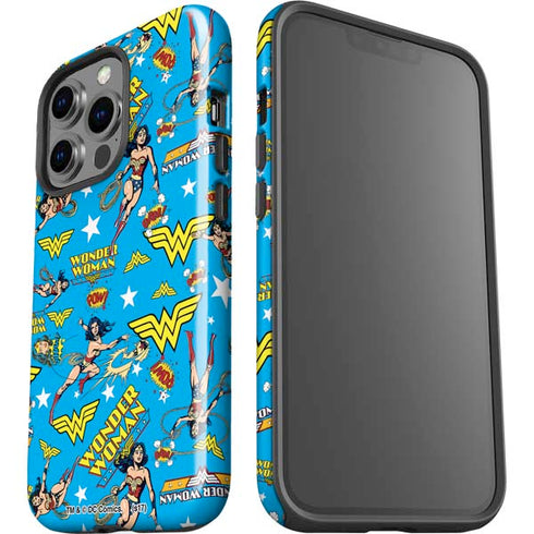 DC Comics Wonder Woman Action pose pattern iPhone 15 Pro Impact Case