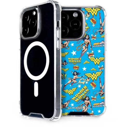 DC Comics Wonder Woman Action pose pattern iPhone 15 Pro MagSafe Case